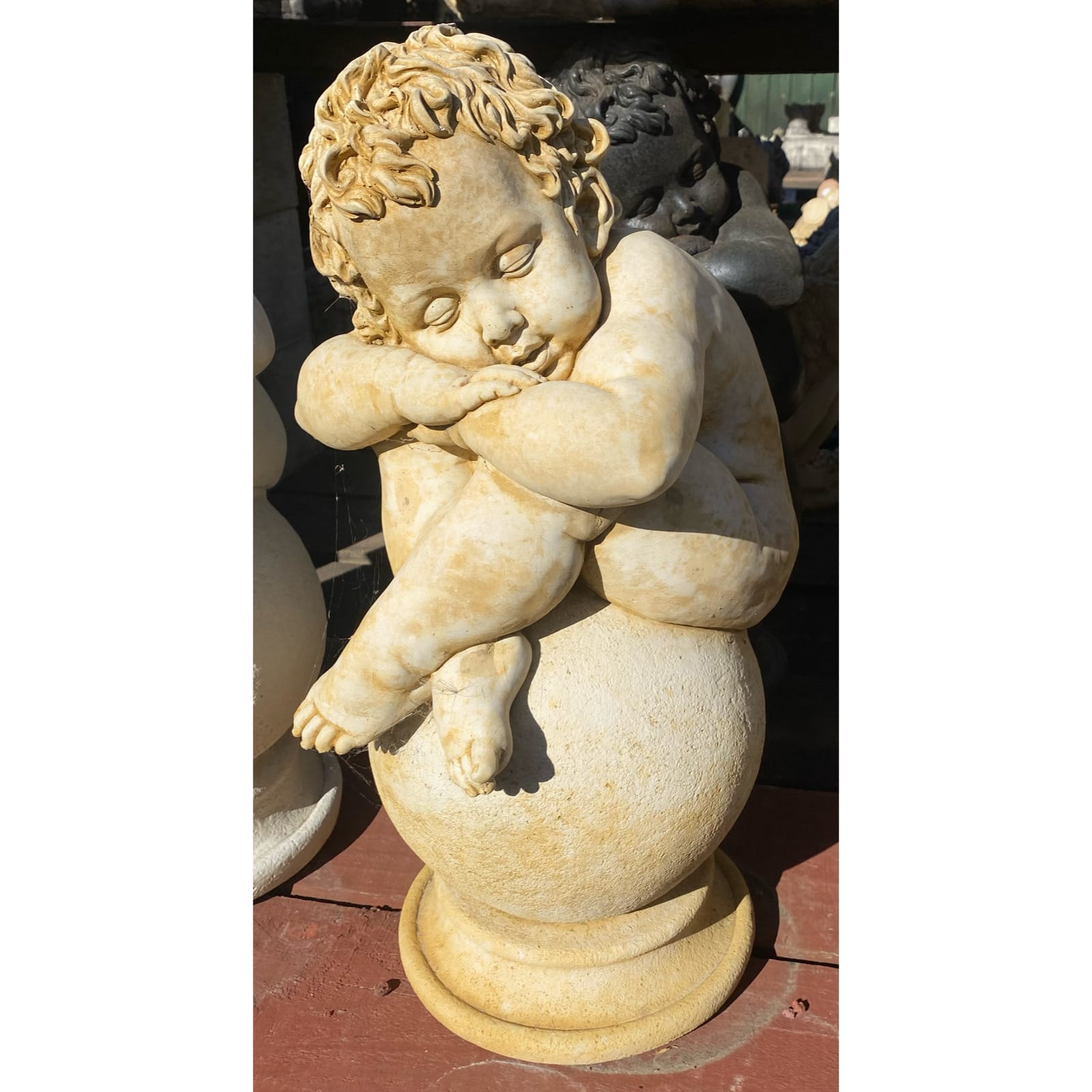 Cherub on Ball Large Concrete Angel 1344