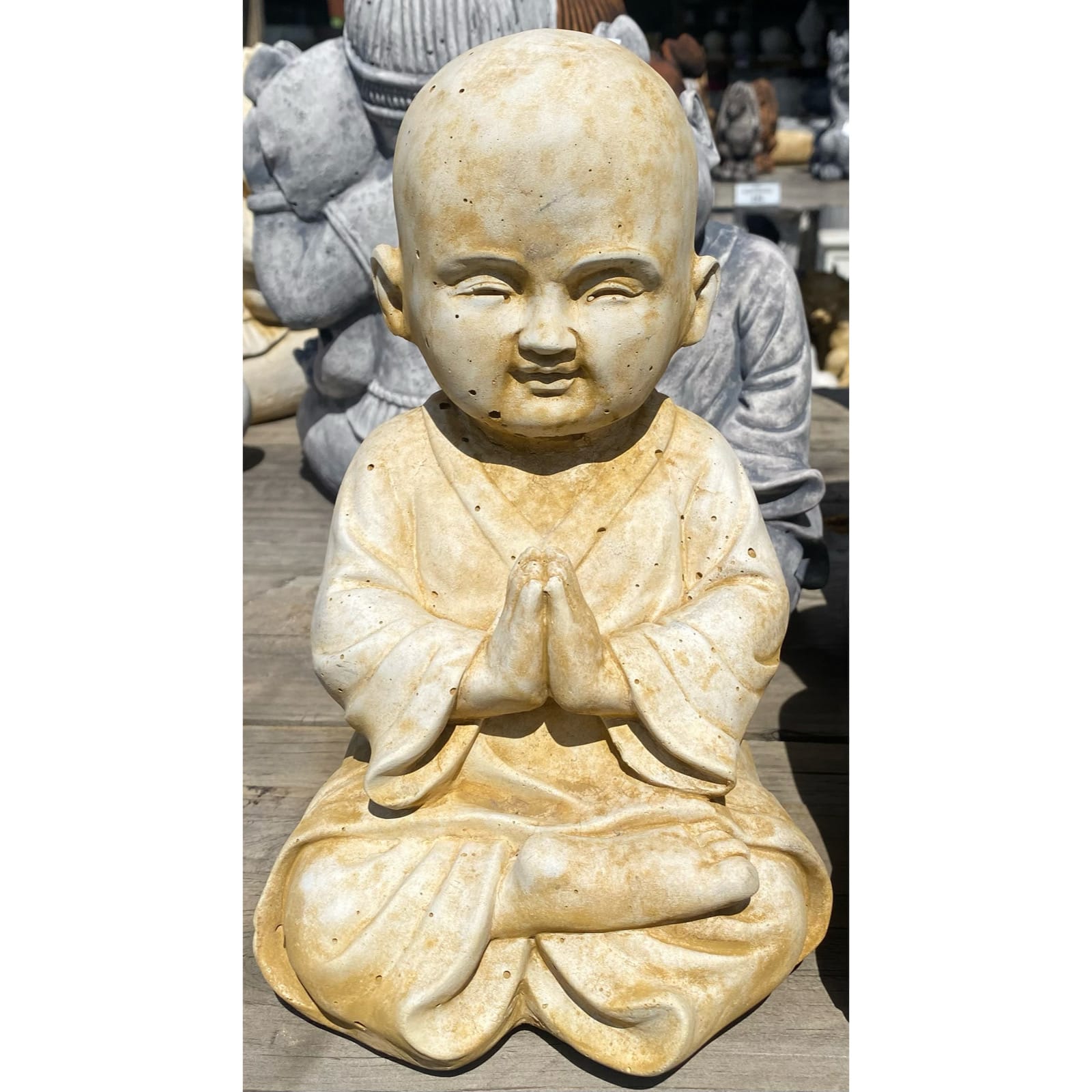 Tibet Monk Praying Mini Concrete Statue 1466