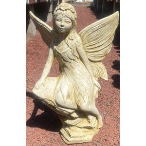 Fairy on Rock Small Concrete Statue