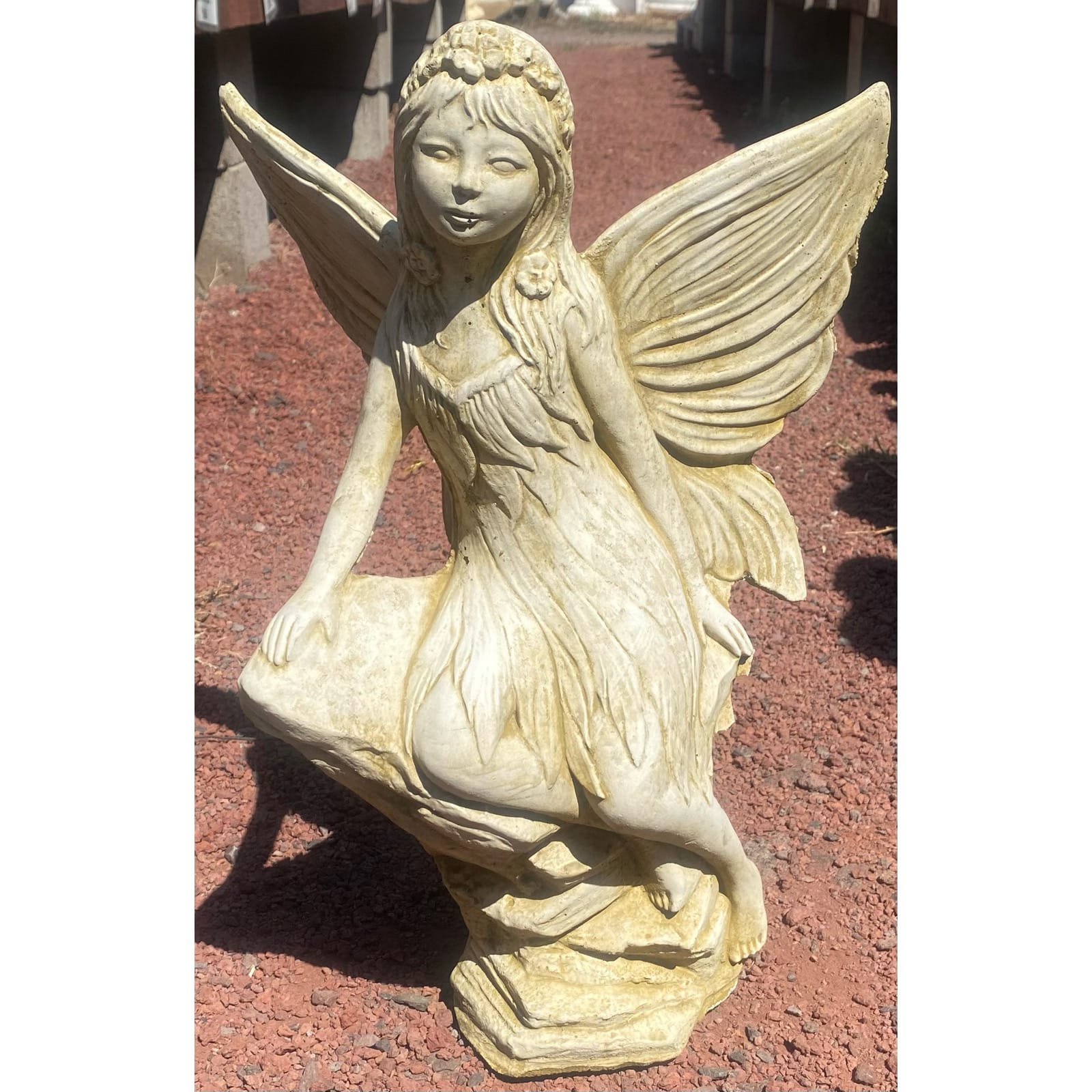 Fairy on Rock Small Concrete Statue